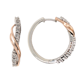 Estate: Sterling Silver & 10K Rose Gold Diamond Illusion Hoops